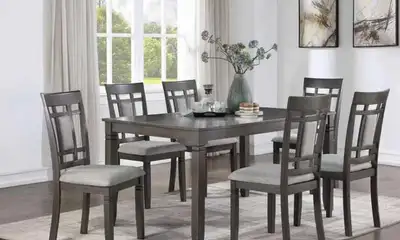 7PC Grey Dining Table Set, View more