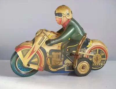 2 TIN MOTORCYCLES ~ WIND UP ~ KEY OPERATED INCLUDING 1 MARX TOYS, View more