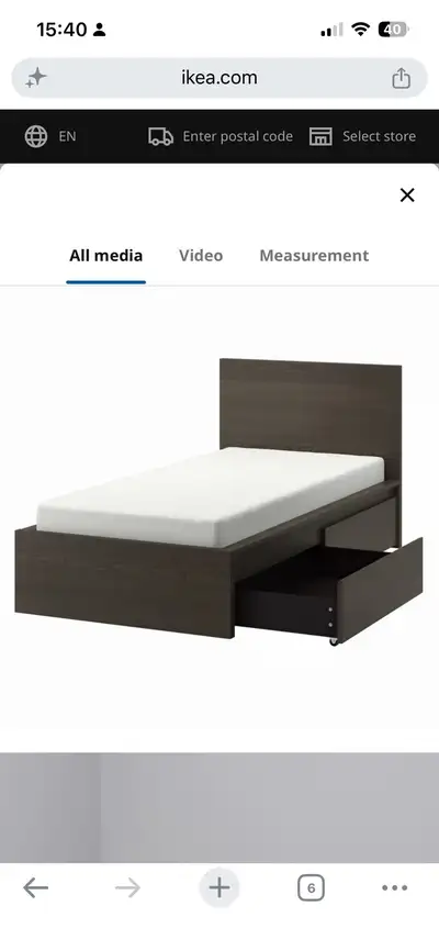 Lit IKEA Malm simple  brun avec tiroirs, View more