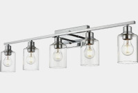 VINLUZ 5 Light Bathroom Fixture in Chrome Finish and Clear Cylin