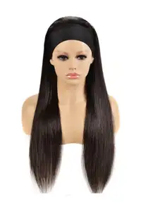 24 Inches Headband Brazilian Human Hair Wig In Straight