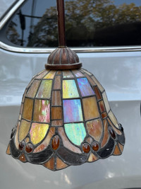 Vintage Stained Glass Light Fixture 