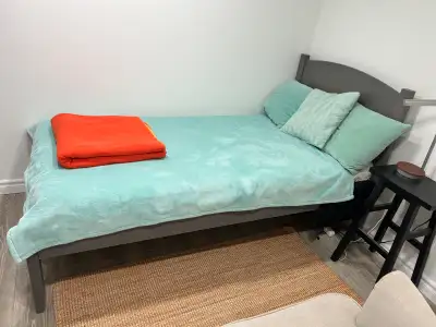 Twin bed frame solid wood grey $100, View more