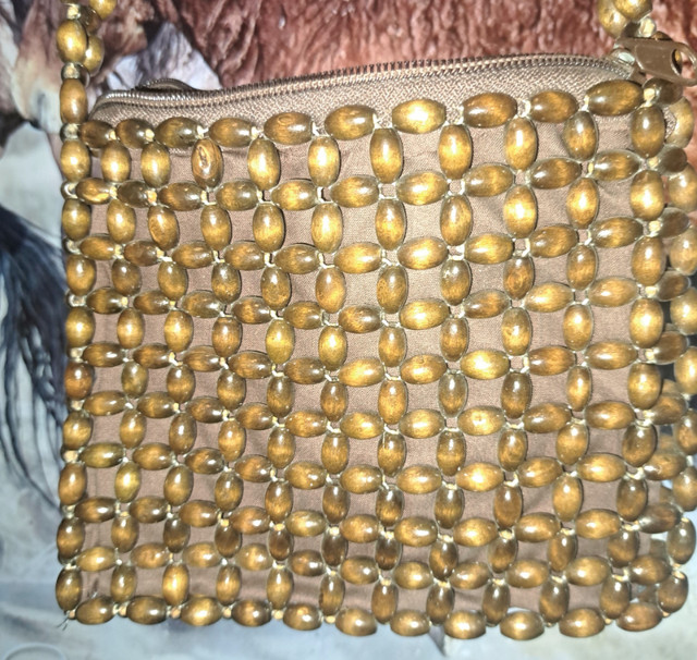 Vintage Woven Wooden Beaded Boho Purse in Women's - Bags & Wallets in Hamilton