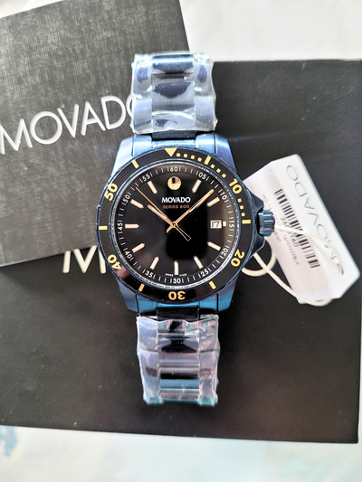 Movado Men's Series 800 Black Dial Blue Steel Swiss Watch, View more