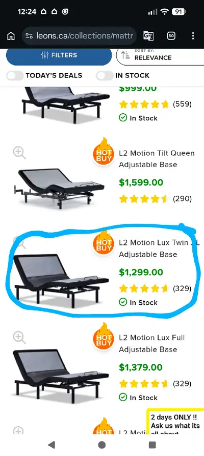 2x L2 Motion Lux Twin XL Bed Frames, View more