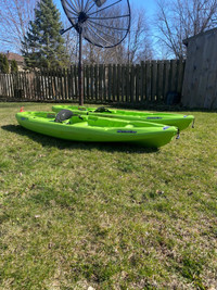 2 pelican kayaks with matching oars great condition 