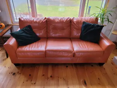 Beautiful leather couch & chair set, View more
