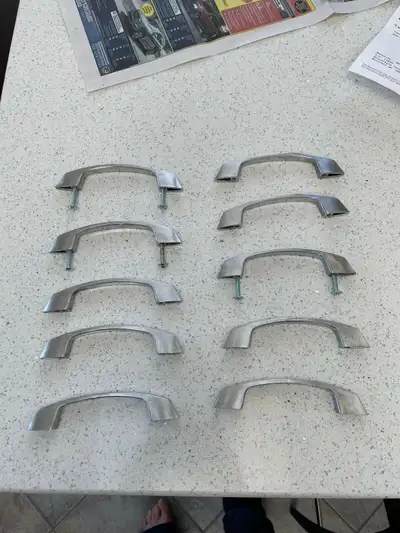 Vanity pulls or drawer handles for your kitchen or bathroom look with these brushed Silver door pull...
