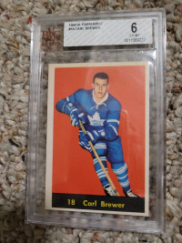 Graded 1960-61  Carl Brewer hockey card 