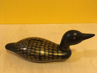 Vintage 70s Loon Money Bank Solid Brass Black/Gold, Canadianna