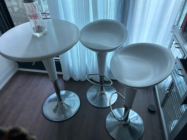 Custom barstool & hydraulic stools bistro set white adjustable  in Dining Tables & Sets in City of Toronto - Image 3
