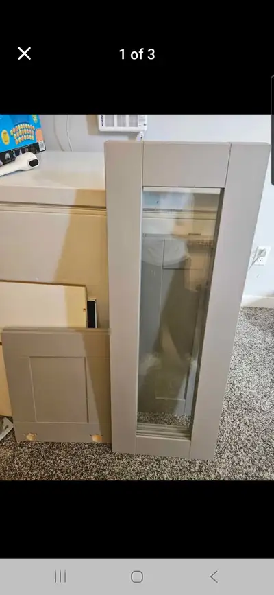 Free cabinet doors, shelves, light fixtures, View more