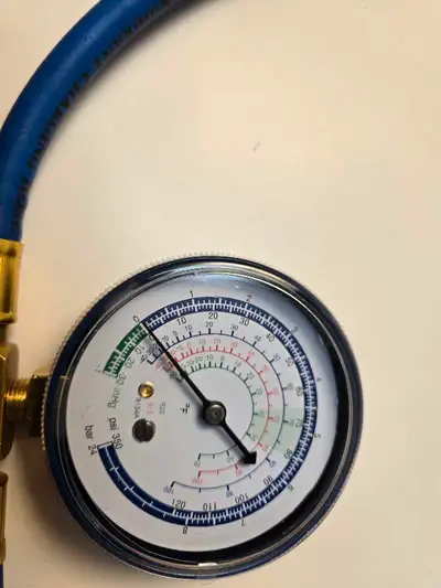 This new refrigerant charging hose and gauge is ideal for automotive AC work, featuring a clear disp...