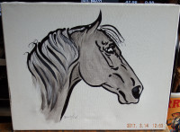 Artist-signed Canvas Horse Caricature Print