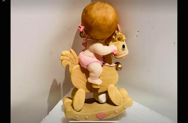 6” Baby Girl Riding Unicorn Rocking Horse – Baptism Gift63616757947523124