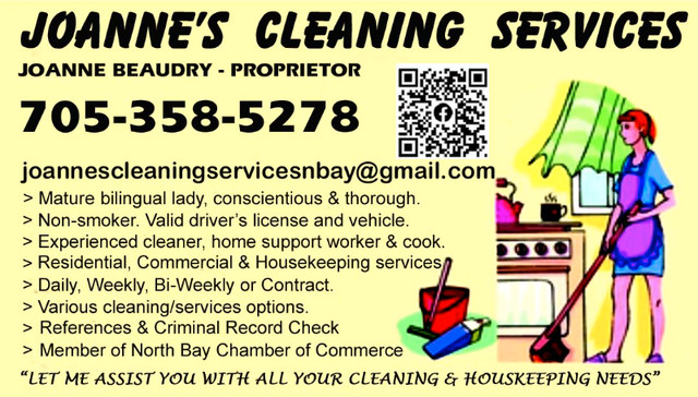 CLEANING LADY in Cleaners & Cleaning in North Bay