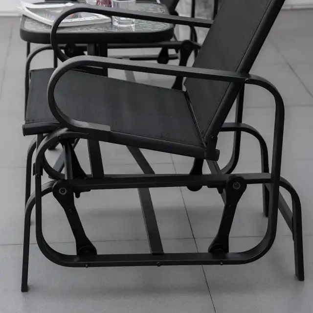 Patio Glider with Breathable Mesh Fabric, Black Color  in Patio & Garden Furniture in Markham / York Region - Image 9