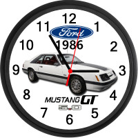 1986 Ford Mustang GT 5.0 (White) Wall Clock - Brand New