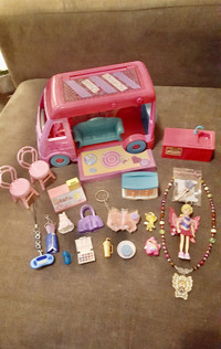 Polly Pocket Purple Camper Van with Fairy Angel Accessories