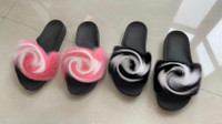 Pink Slides Slippers Sandals Shoes Chaussure Black 
