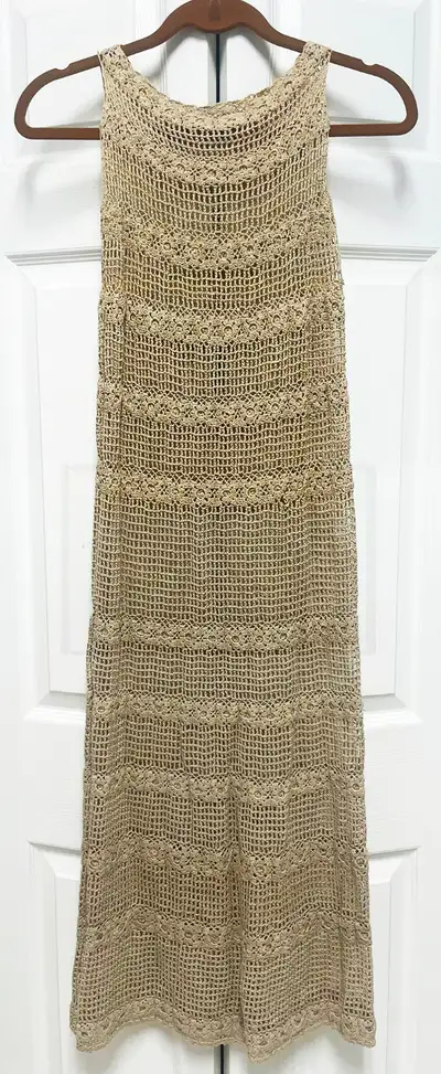 Sexy Beige Crocheted Sheath Dress, size S, View more