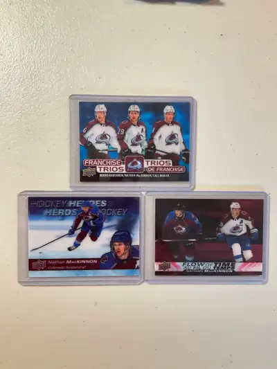 3 Nathan MacKinnon Upper Deck Tim Horton’s cards for sale. Sorry but I do not want to sell seperatle...