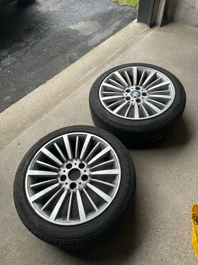 Two non straight BMW 3 series rims with all season tires Bended 225/45R18 Yokohama advan sport a/s+...