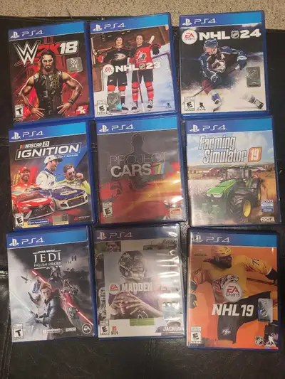 NHL19 - $2 NHL23 - sold Madden 21 - sold NHL24 - sold WWE18 - $5 Nascar Ignition 21 - $10 Project Ca...