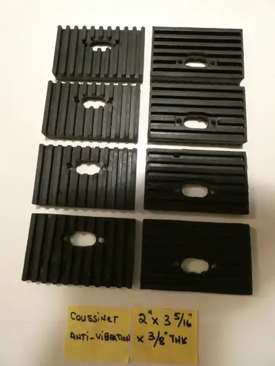 8 COUSSINETS ANTI-VIBRATION EN CAOUTCHOUC  2''x 3 5/16''x 3/8'', View more