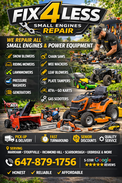 Markhams Fix 4 less small engines repair-FAST TURNAROUND, View more