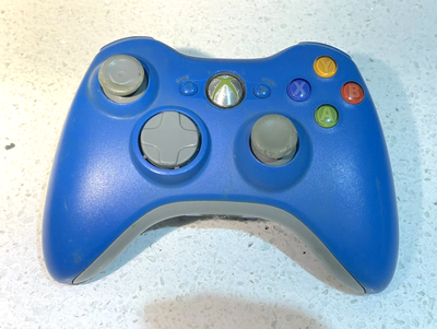 Microsoft Xbox 360 Blue OEM Controller - Rubber wear, View more