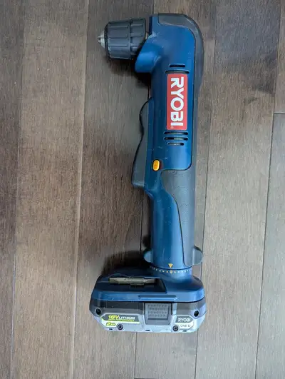 RYOBI 18V Cordless Compact 3/8 -inch Right Angle Drill with 2amp Battery and Charger Great condition...