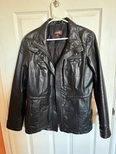 Danier black leather jacket (worn twice), View more