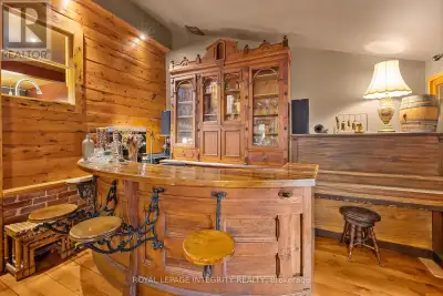Antique bar and backing cabinet, canadian heritage, rare, View more