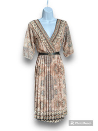 Chiffon dress with belt closet sale