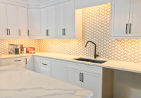 A variety of cabinets and countertops  all at an affordable pric