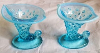 Two Fenton Hobnail Opalescent glass vases