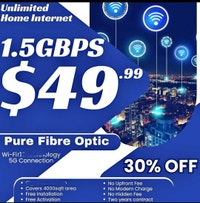 Grab This Deal: Pure Fibre Internet Connection , Unlimited Wifi City of Toronto Toronto (GTA) Preview