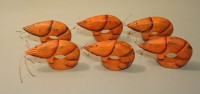 Vintage Handcrafted Lightweight Wooden Prawn/Shrimp Napkin Rings