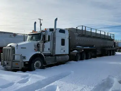 Selling a 44m3 Stainless Steel lazer 2 compartment tank trailer, coupled with a 2016 tridrive Kenwor...
