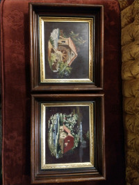 Antique needlepoint in frames