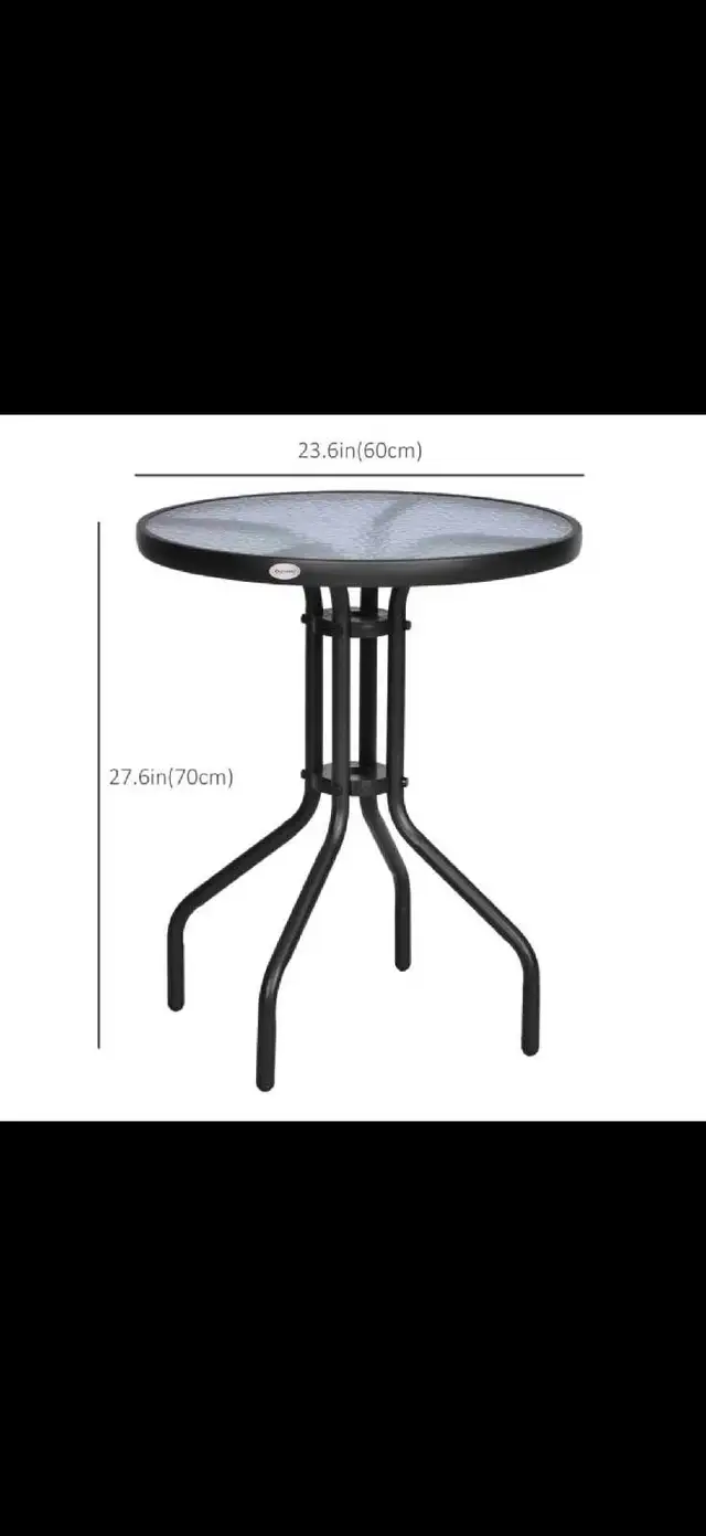 24"Patio Table Round Tempered Glass Top Outdoor Dining Steel Fra in Patio & Garden Furniture in Markham / York Region - Image 4