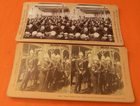 Stereoview Cards Two #14734 Count Minto`s Body &8016 Dining Room