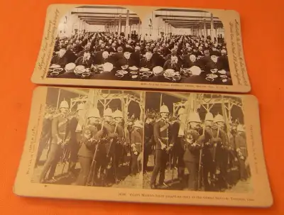 Stereoview Cards Two #14734 Count Minto`s Body &8016 Dining Room, View more