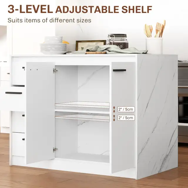Kitchen Island with Storage Cabinet, 4 Drawers and Adjustable Sh in Other in Markham / York Region - Image 6