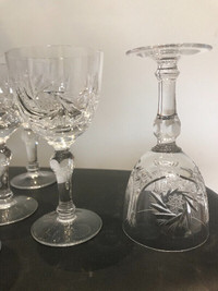 Crystal stemmed glass sets: 2 styles, 3 sizes