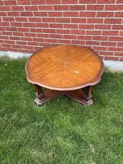 Vintage Round Wood Coffee Table, View more