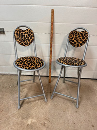 Children's Junior Folding Chair High Bar Breakfast Leopard Print