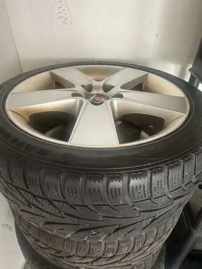 Selling a full set of original Saab 17” alloy wheels with winter tires mounted. Specs: • 17” OEM Saa...